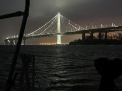 Bay Bridge at Night: View from Clipper Cove anchorage